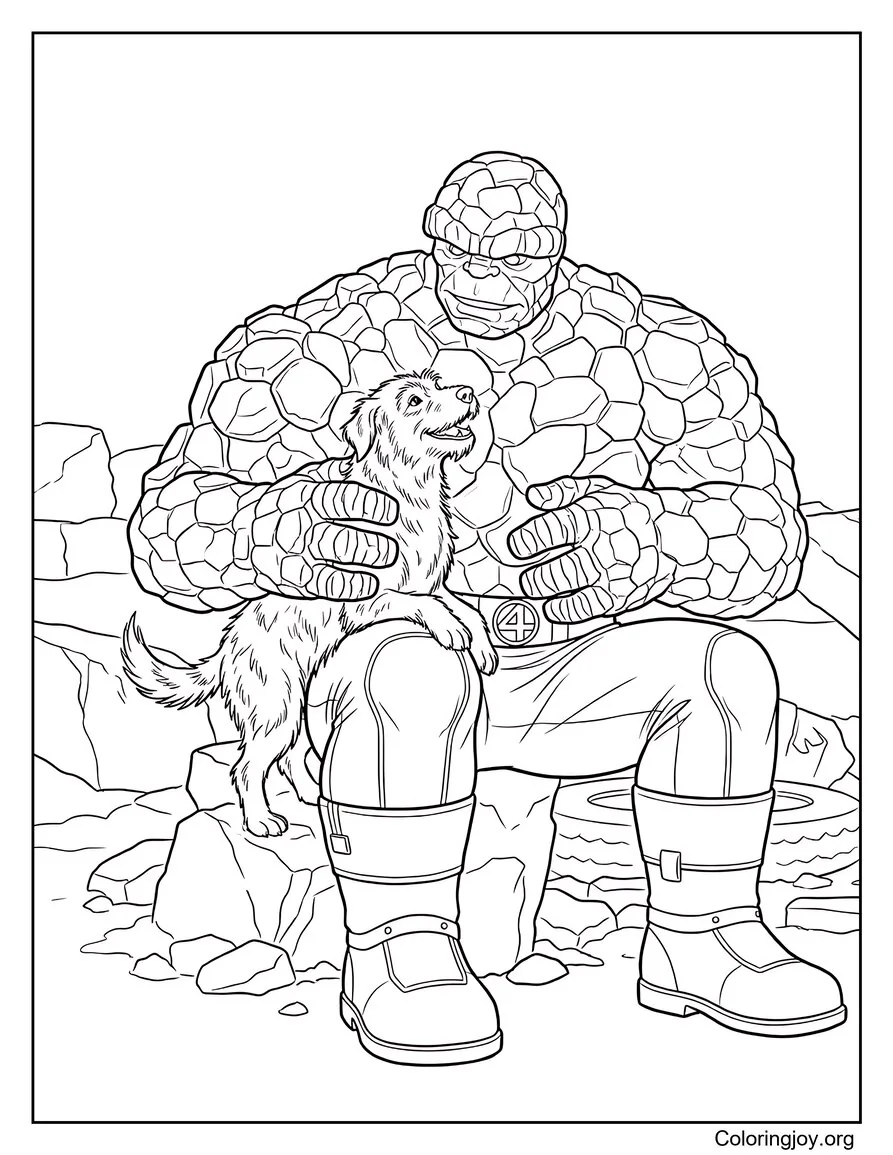 Cuerpo de roca de Ben Grimm con perro