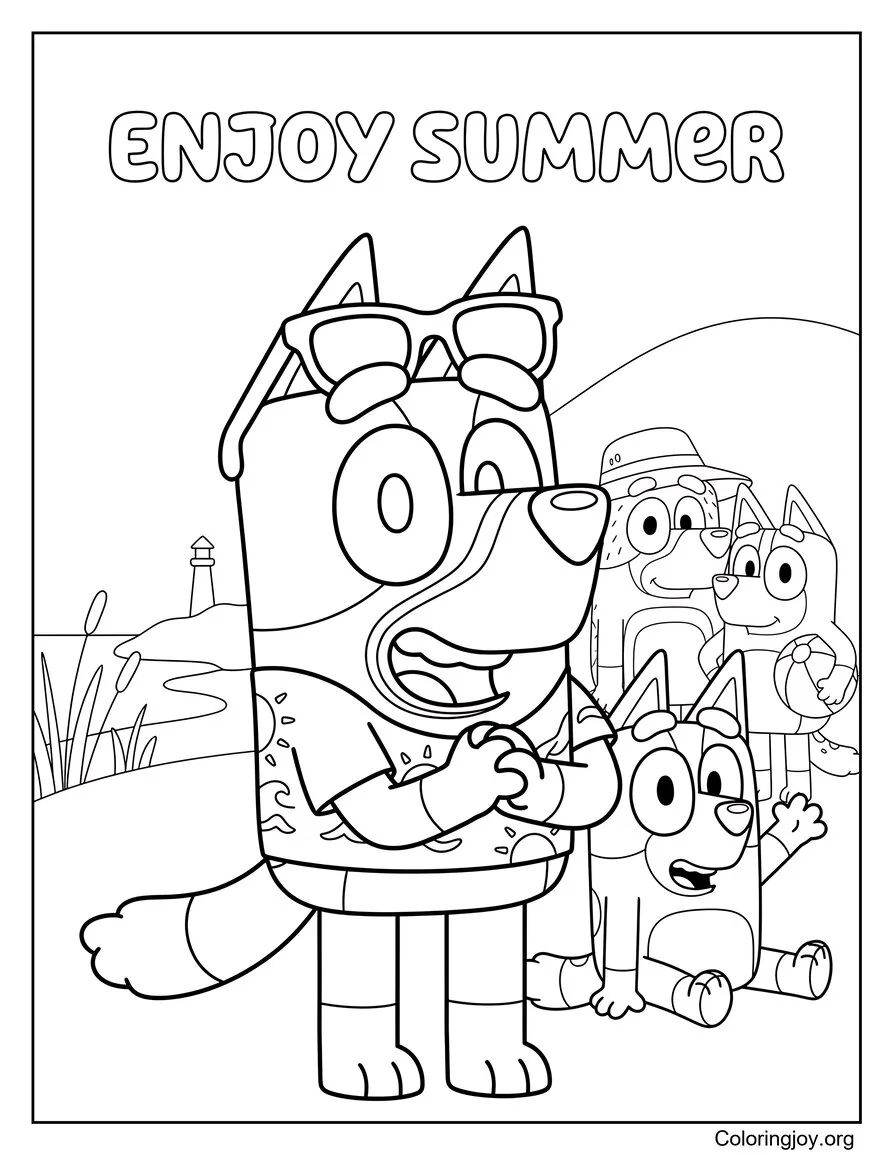 Bluey Pasando un feliz verano con la familia