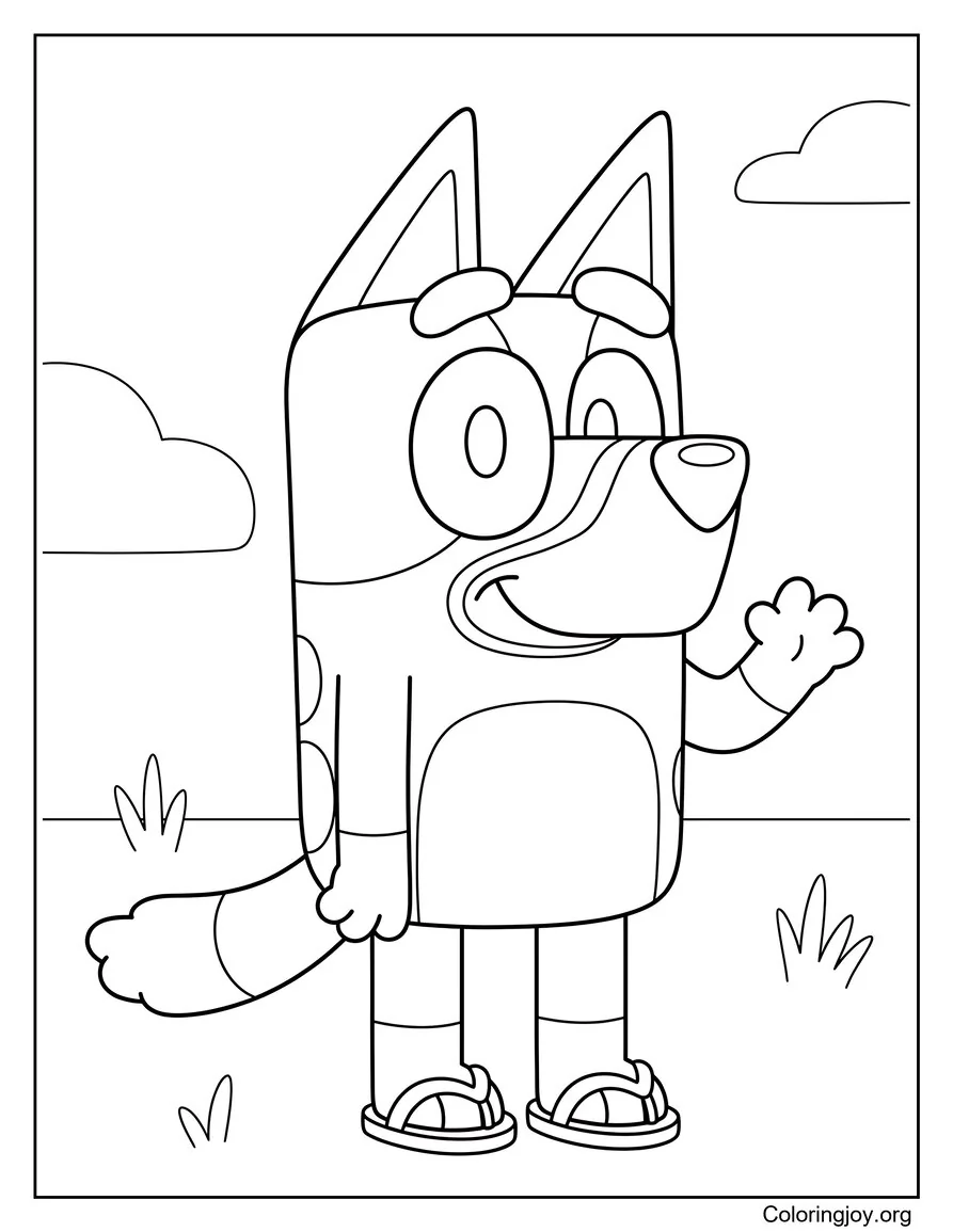 Bluey Sonriendo con chanclas playeras