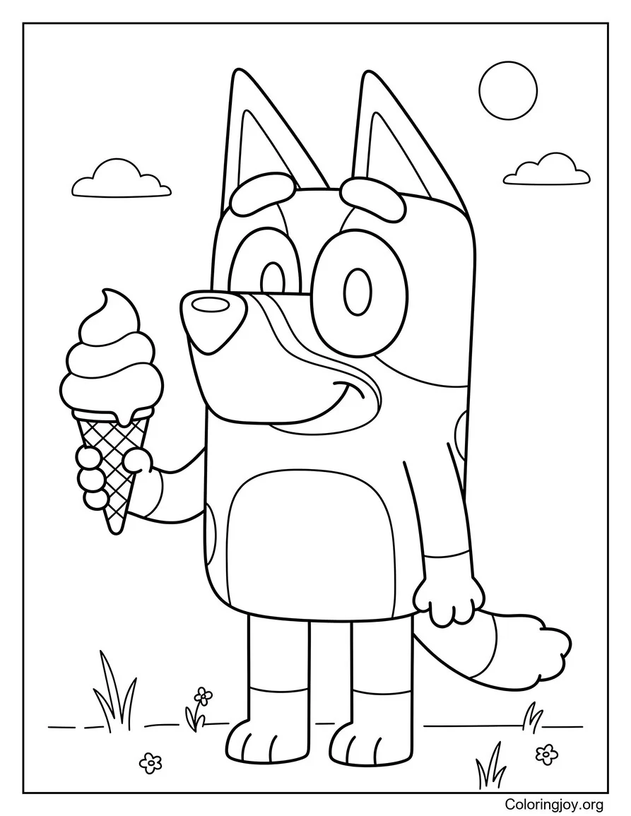 Bluey Sosteniendo un dulce helado
