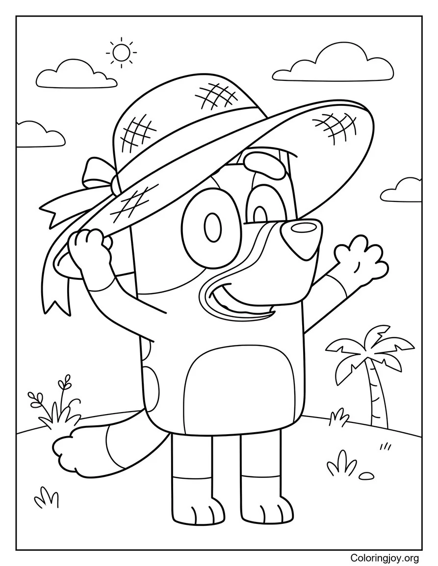 Bluey Usando un lindo sombrero de verano