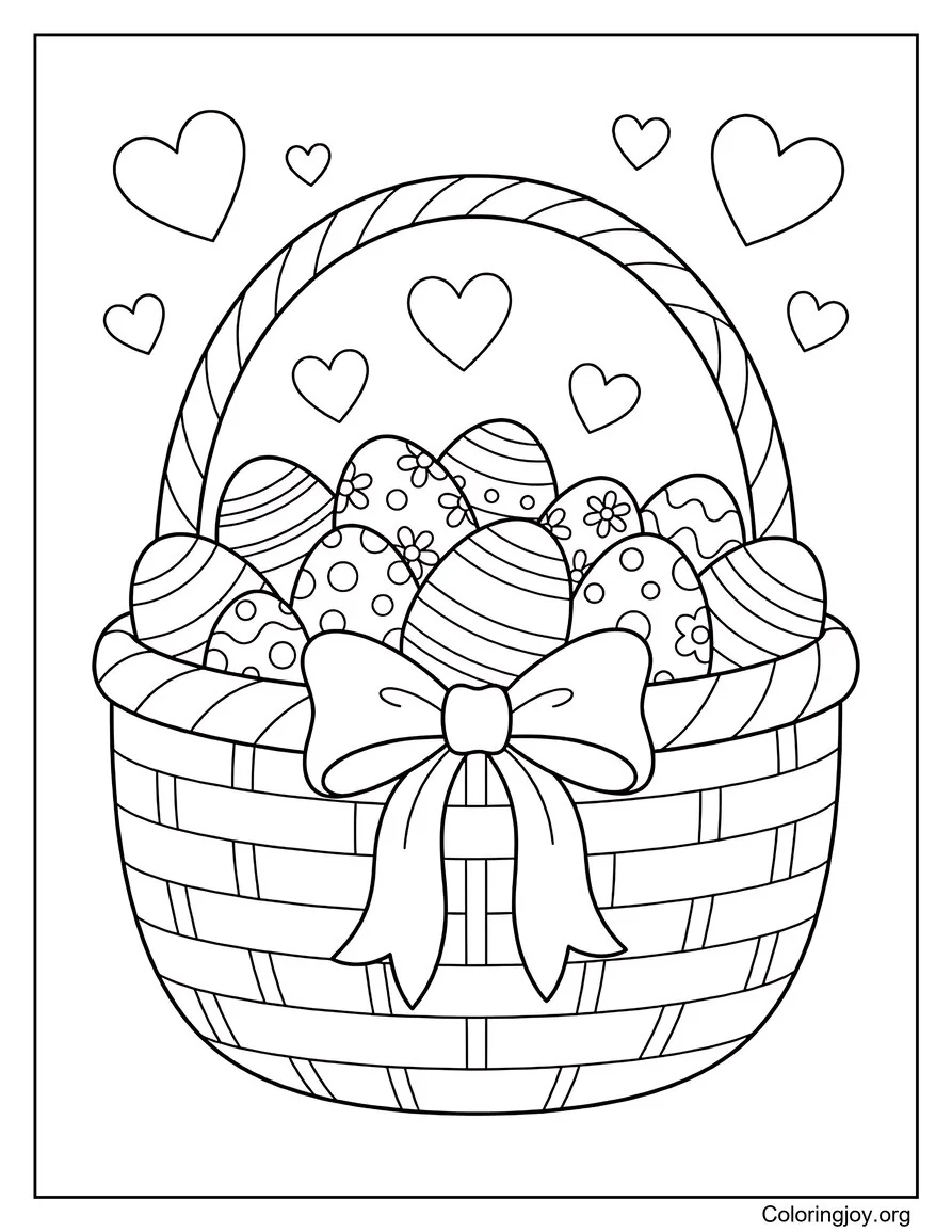 Canasta de Pascua con Lazo y Corazones
