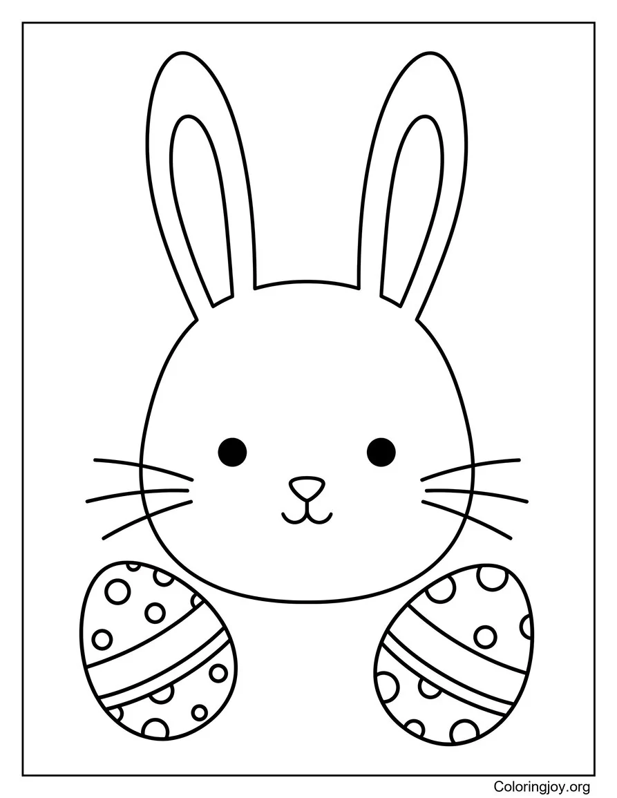 Hoja para colorear sencilla de cara de conejito de Pascua