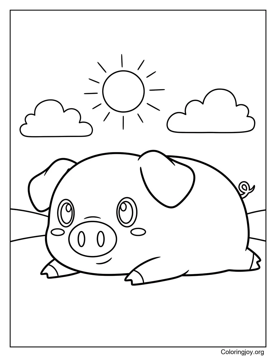 Página del Cerdo Acostado y Relajado