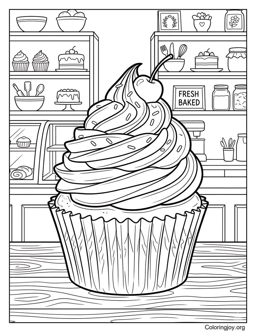 Cupcake de vainilla realista con glaseado de crema de mantequilla