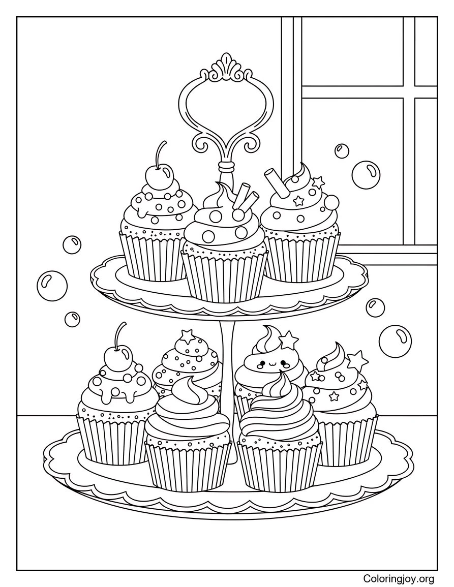 Cupcakes en una elegante bandeja de postres