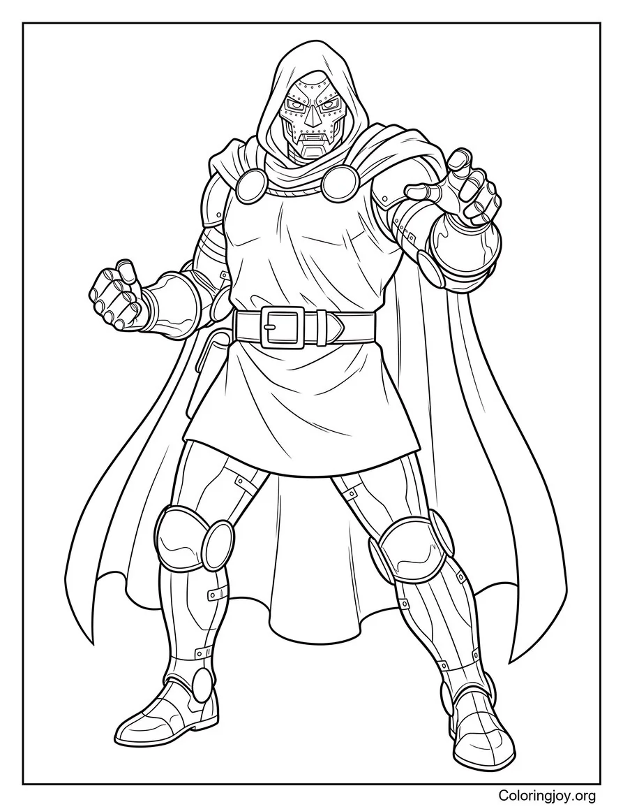Página para colorear de Doctor Doom Los Cuatro Fantásticos