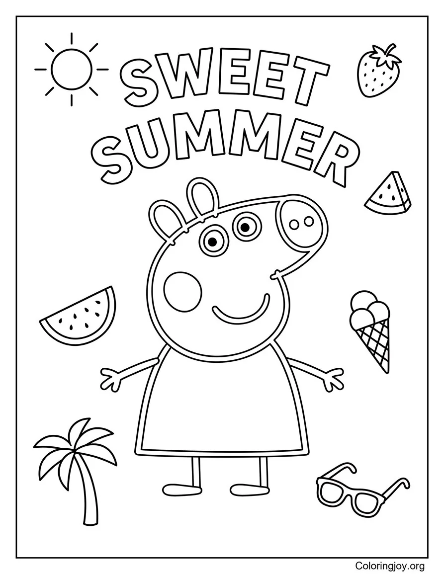 Dulce día de verano Peppa Pig Hoja para colorear