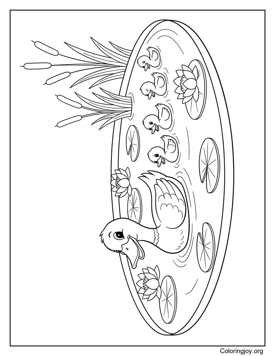 Estanque en el patio trasero con patos