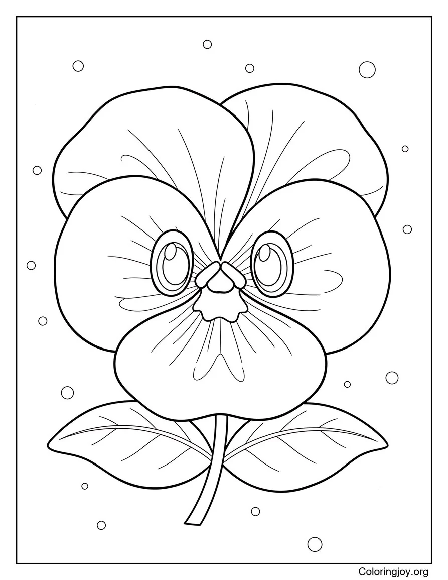 Página para colorear de flor de pensamiento primaveral