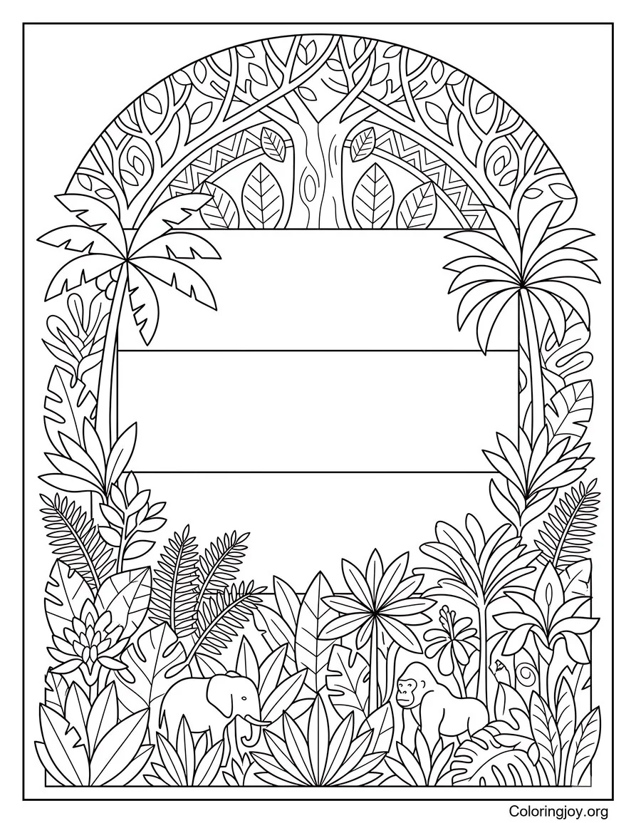 Gabon Bandera Con Bosque Para Colorear Coloring Page