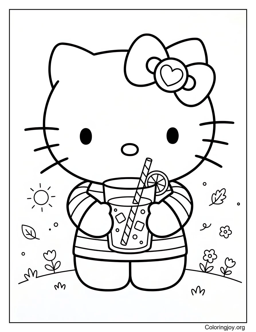 Página para colorear de Kitty Time Lemonade