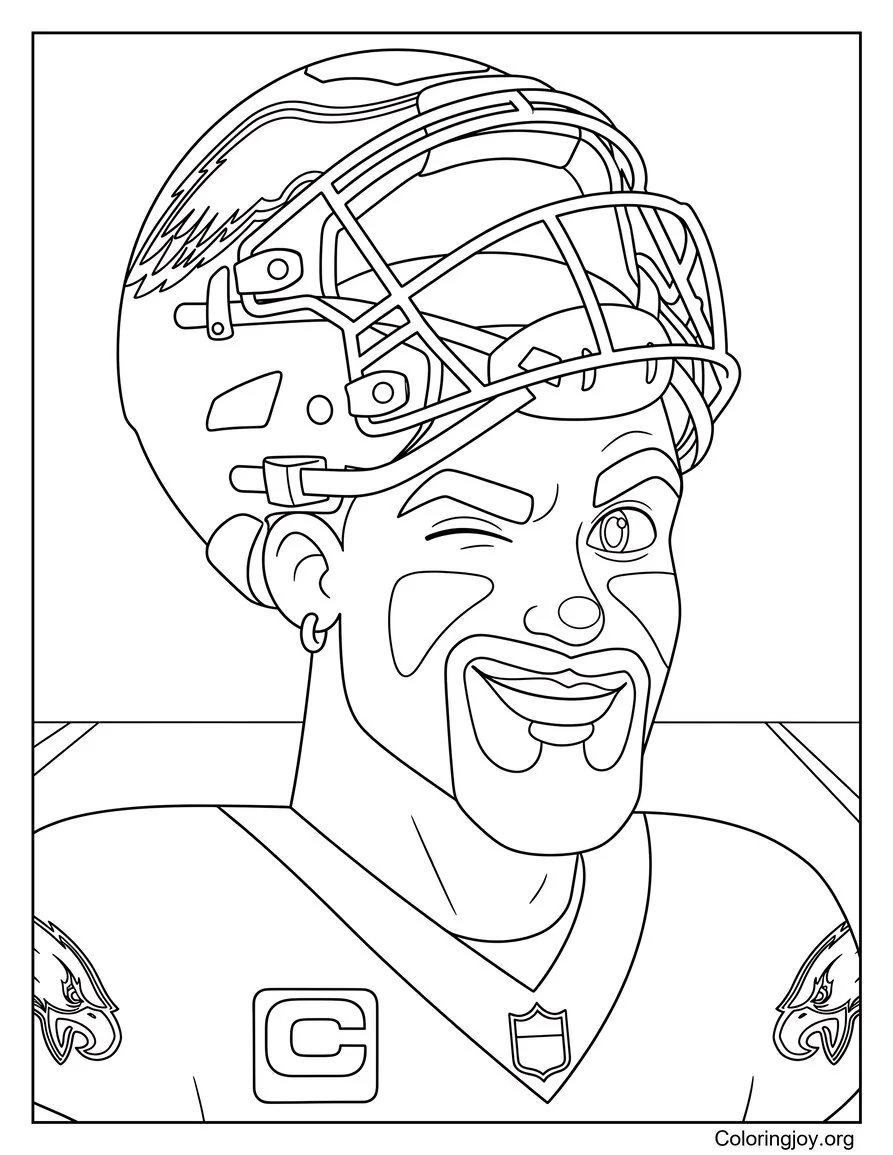 Jalen hurts Página para colorear estilo retrato