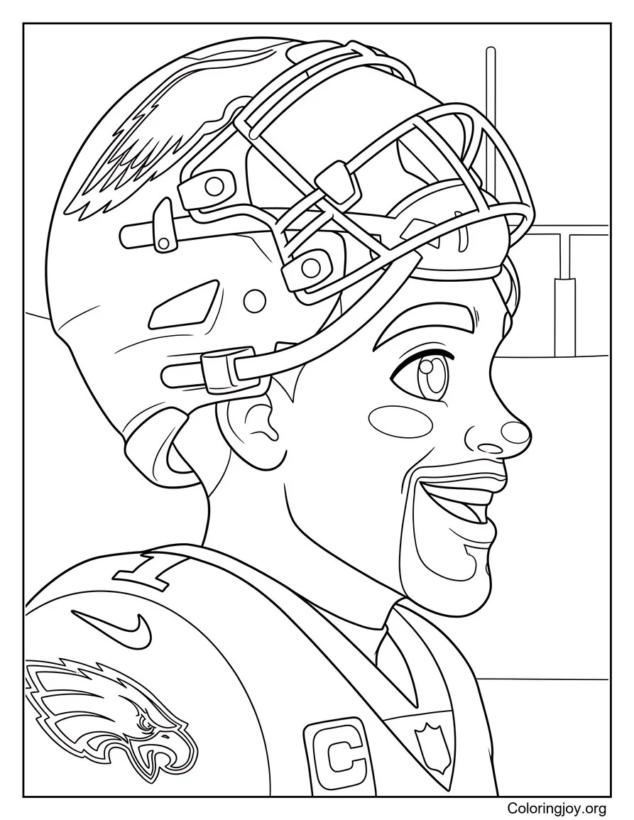 Jalen hurts Retrato de perfil lateral