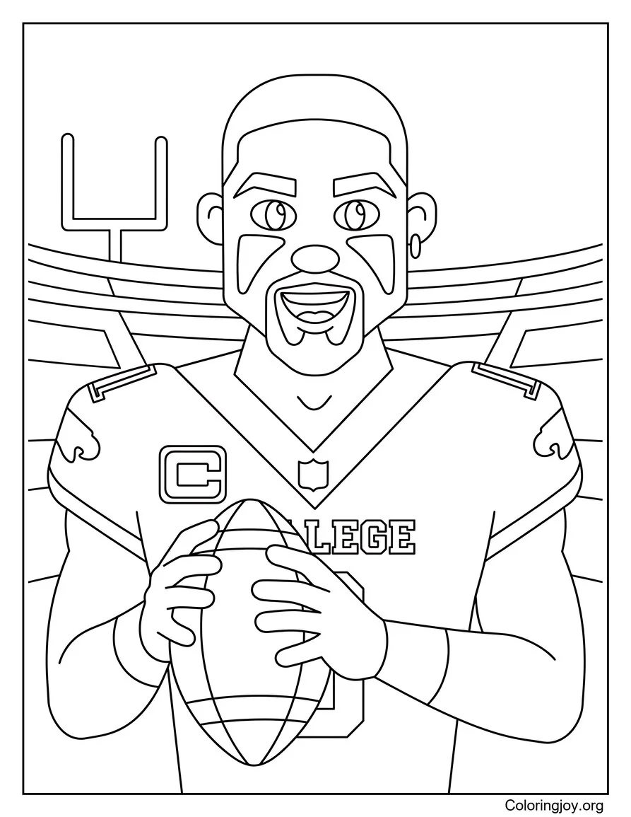 Jalen hurts Página para colorear con uniforme universitario