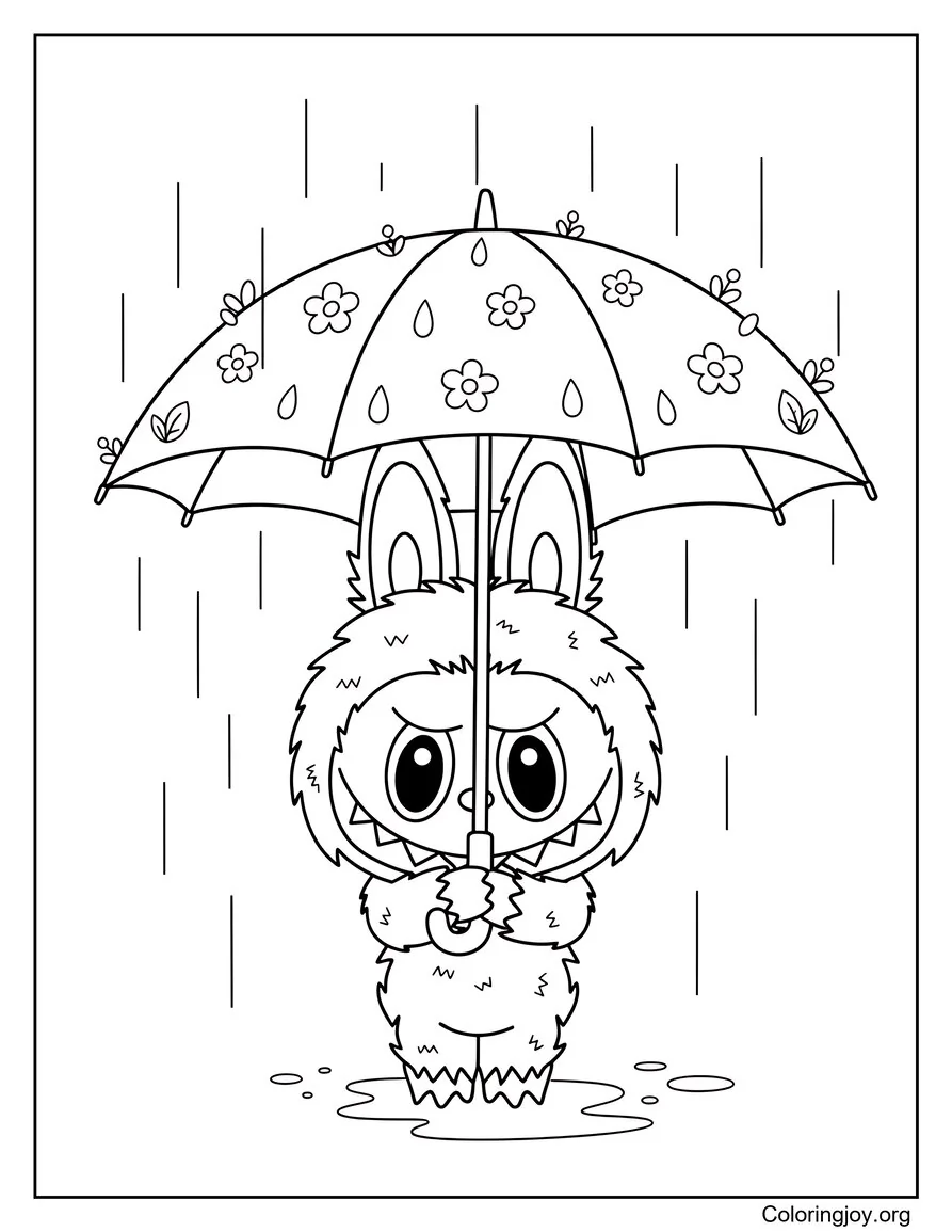 Labubu Con un paraguas para la lluvia