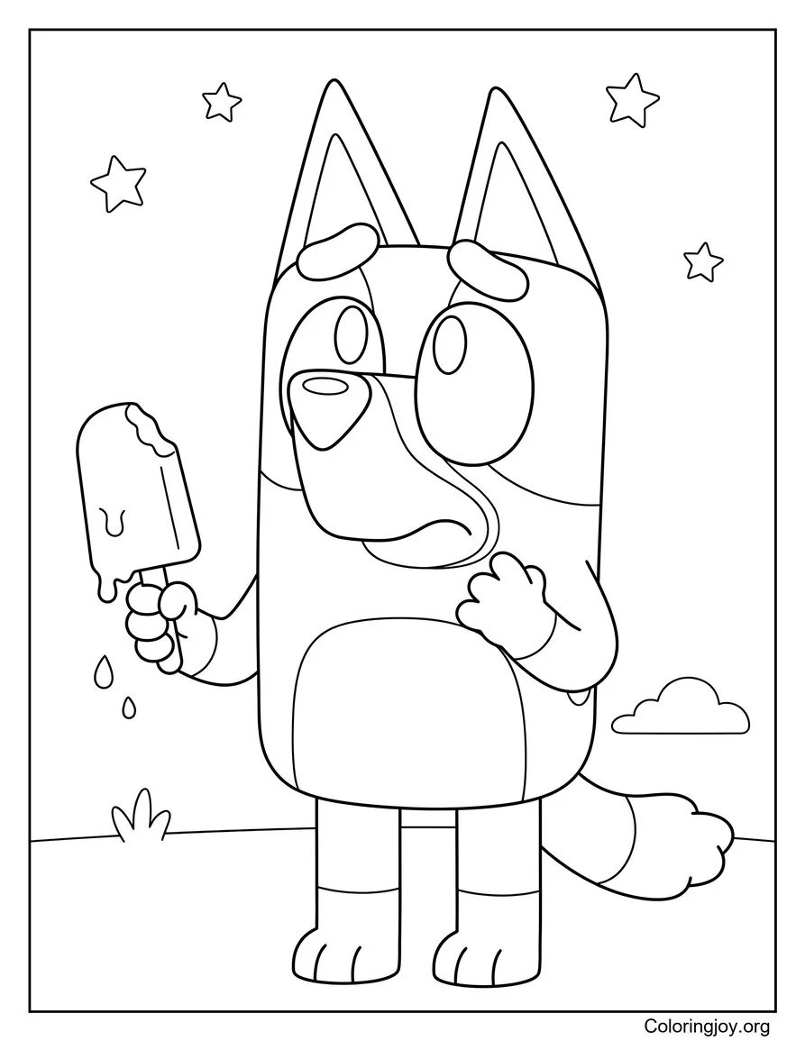 Lindo Bluey disfrutando de una rica paleta helada