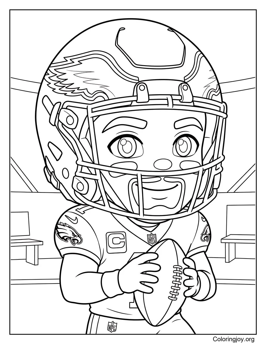 Linda página para colorear de Chibi Jalen hurts