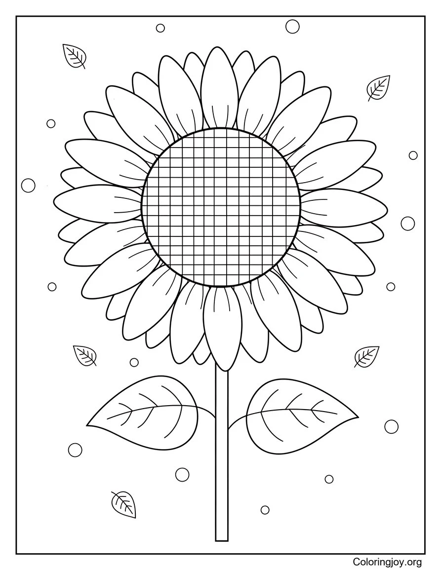 Página para colorear de verano con flores de girasoles para amantes de la naturaleza