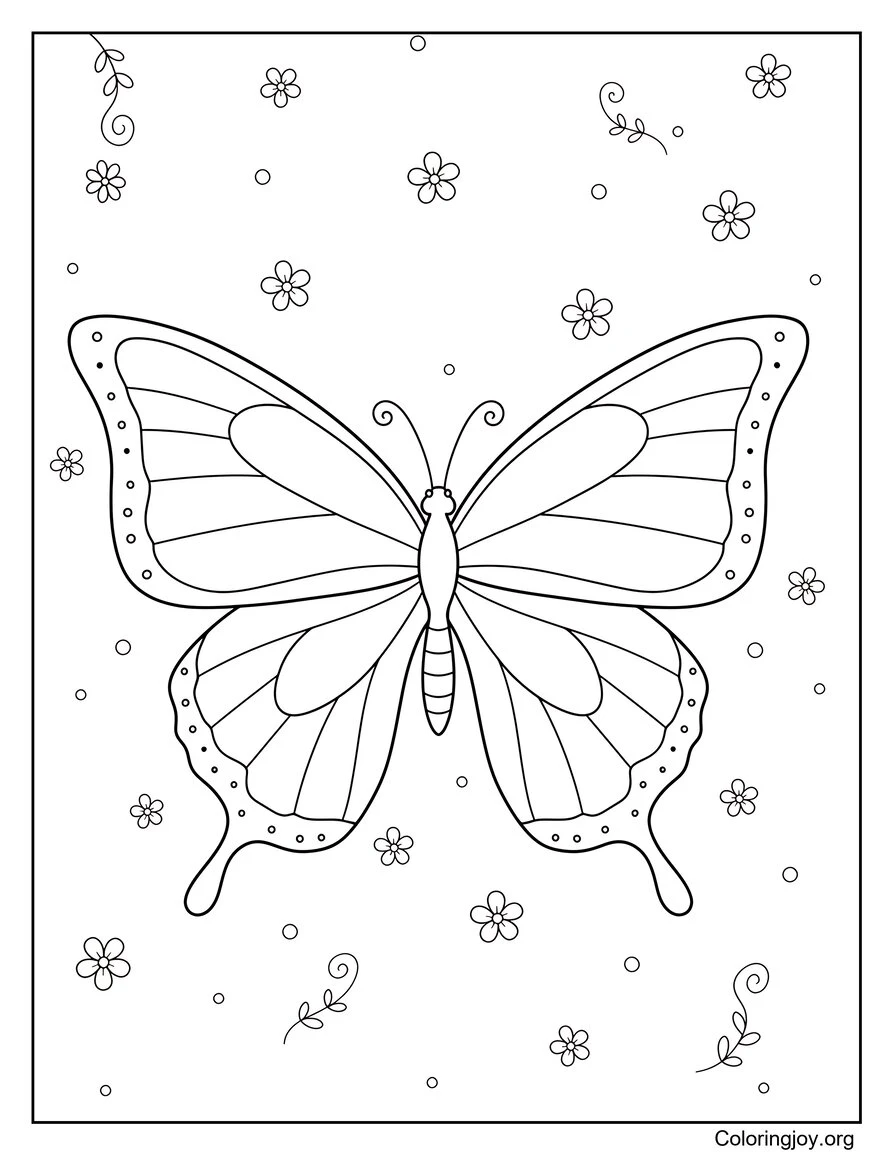 Página para colorear de verano del jardín de mariposas lindo imprimible