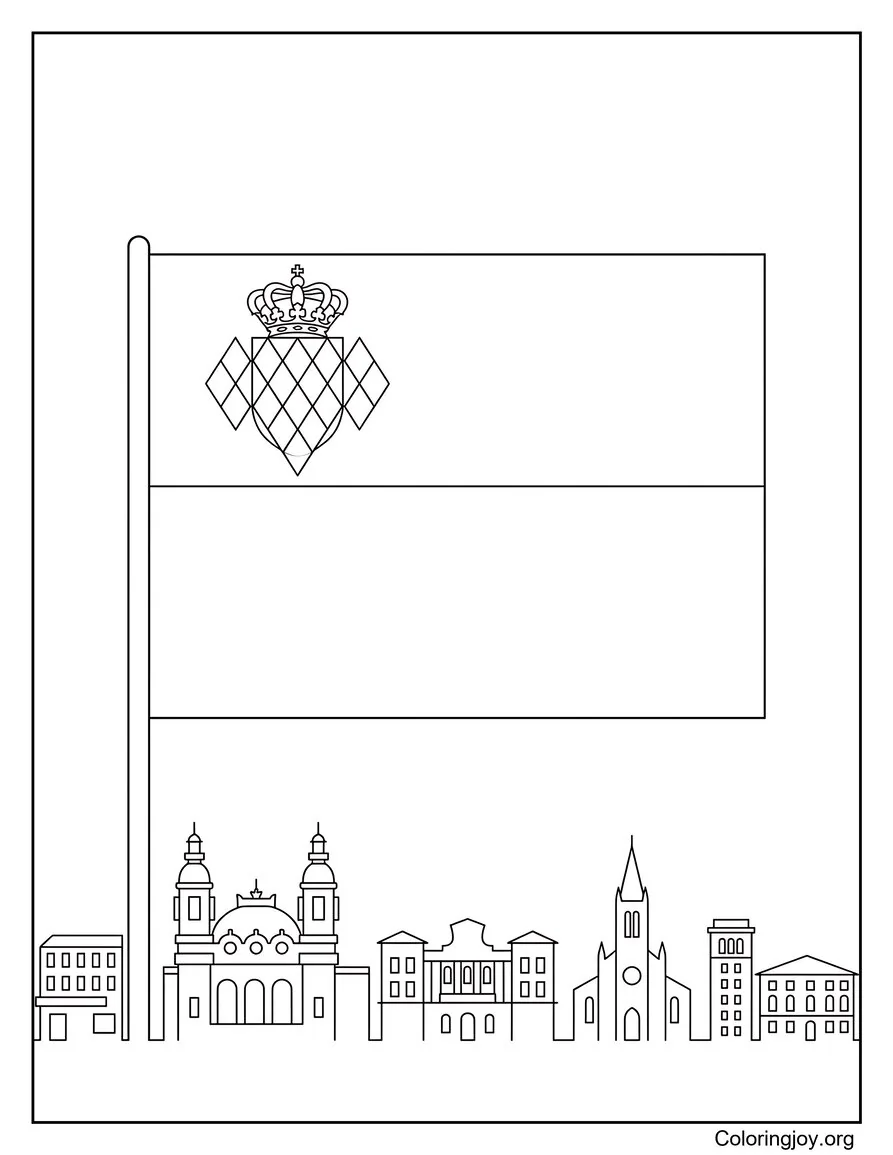 Monaco Bandera con el horizonte de la ciudad de Monaco