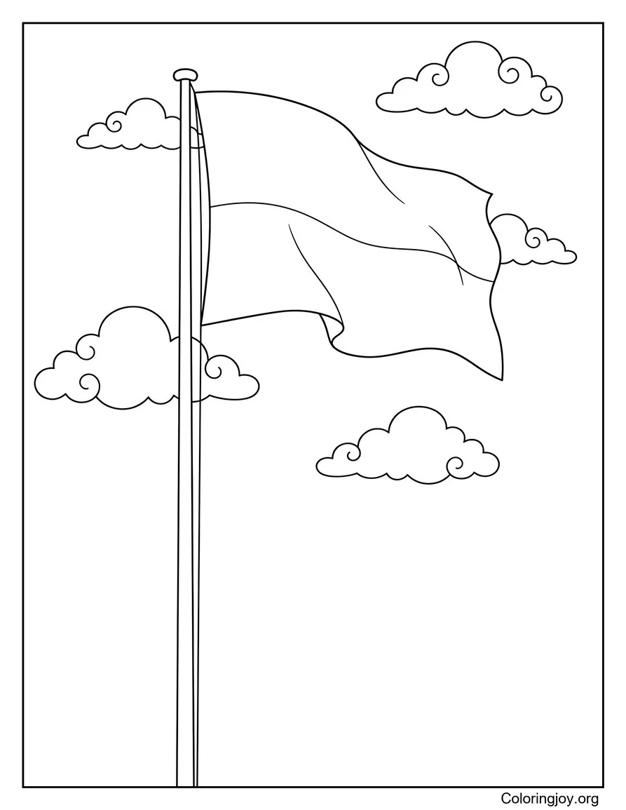 Monaco Bandera en un asta alta con nubes