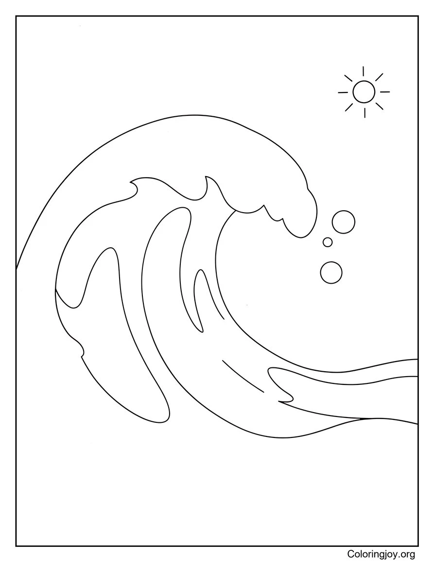 Hoja para colorear de verano de las olas del océano para arte relajante