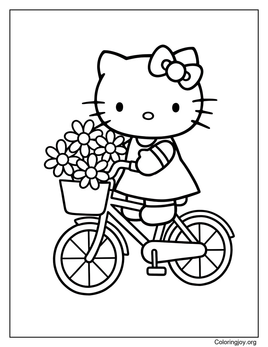 Paseo en bicicleta de primavera con Hello Kitty