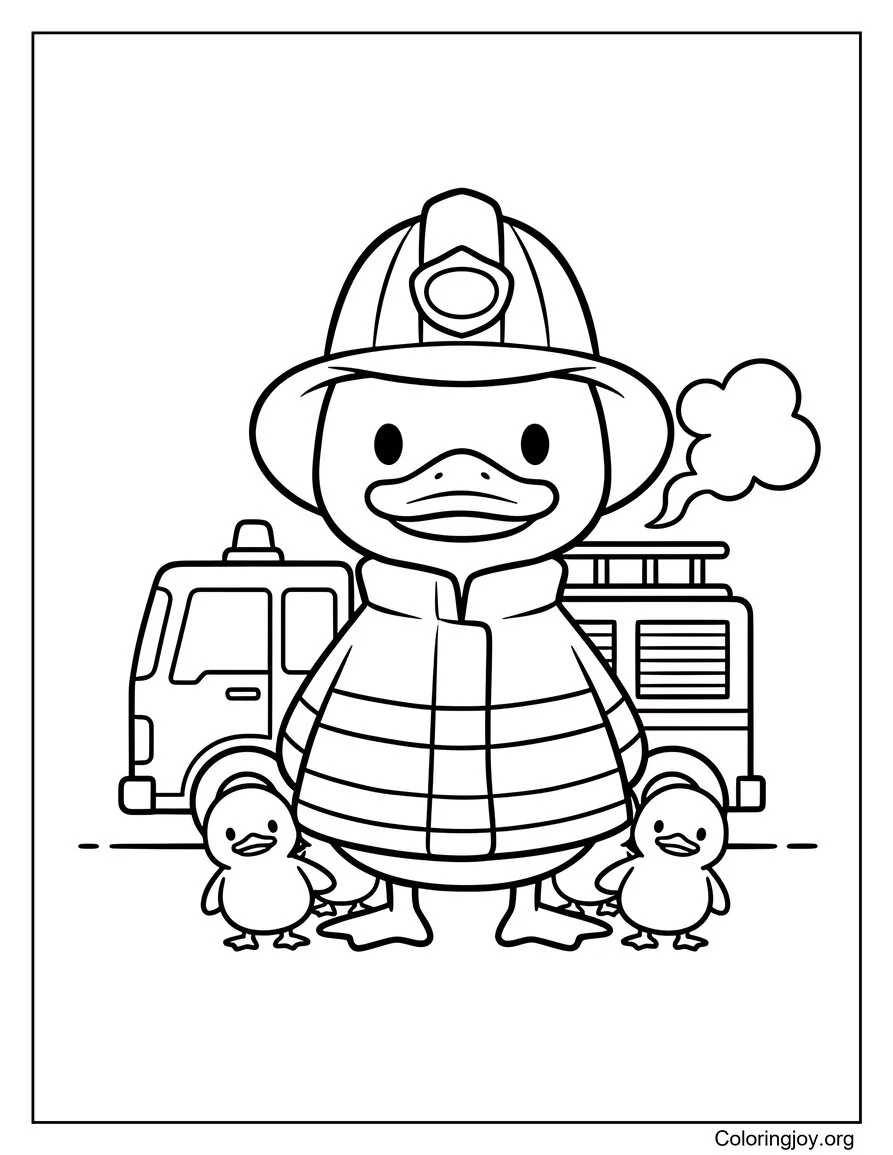 Pato bombero salvando patitos