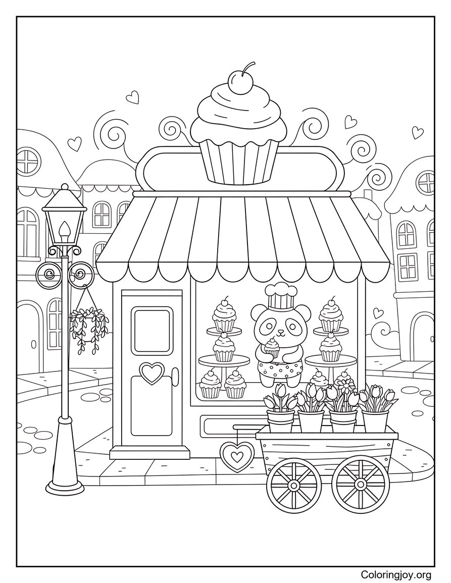 Tienda de cupcakes en una calle muy transitada