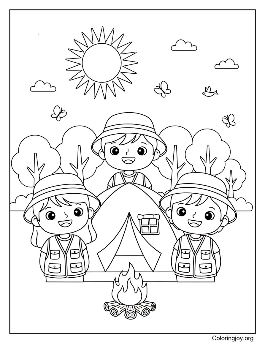 Viajes de campamento Naturaleza Verano Página para colorear Hora de aventuras