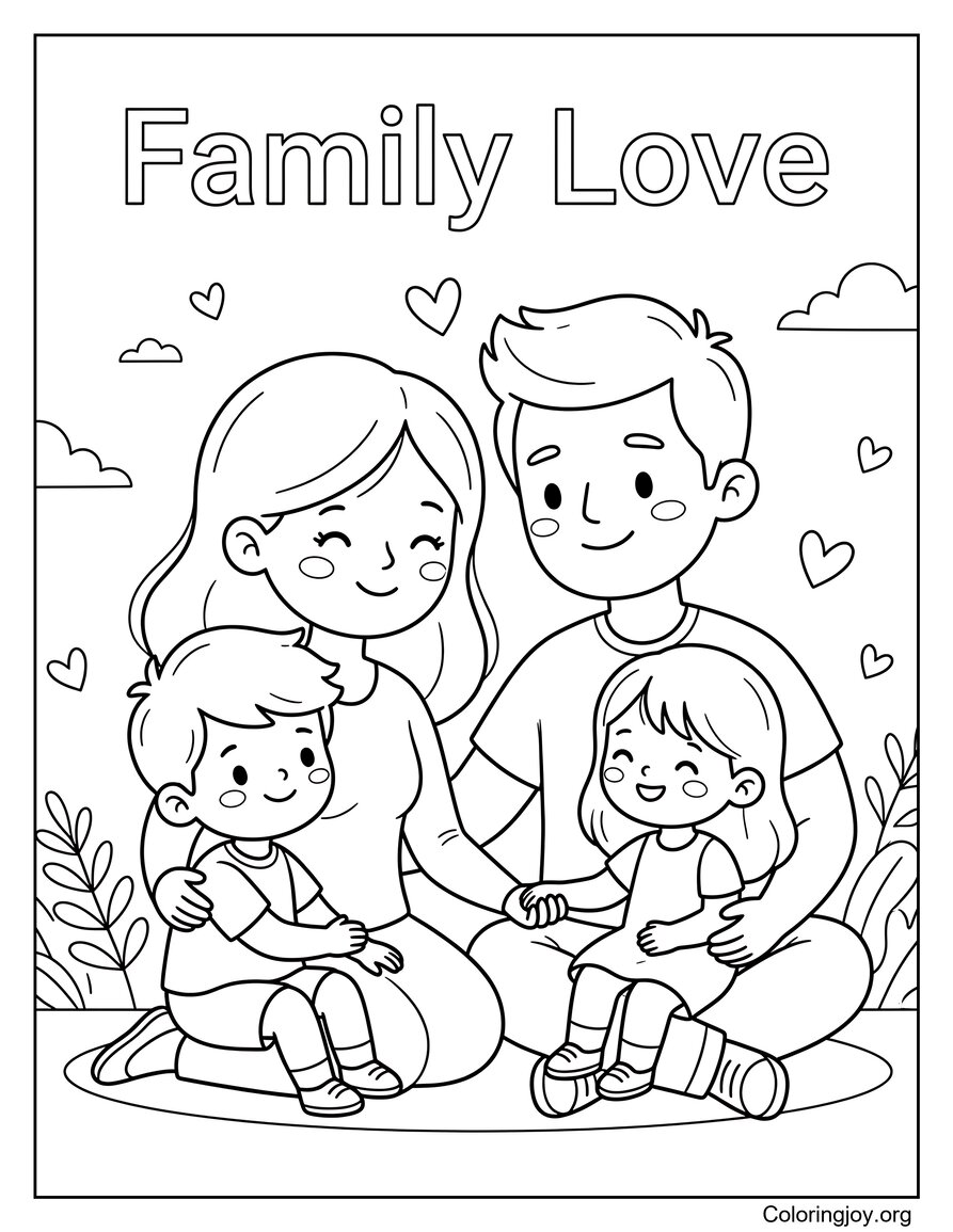 Family Time in Summer Coloring Page Heartwarming Scene