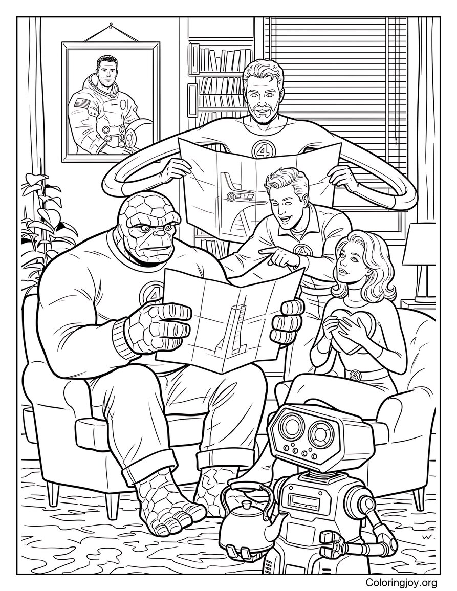 Coloriage de l'équipe Fantastic Fou au siège social