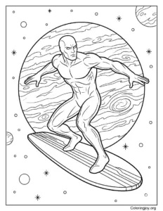 Picture to color Fantastic Four Silver Surfer