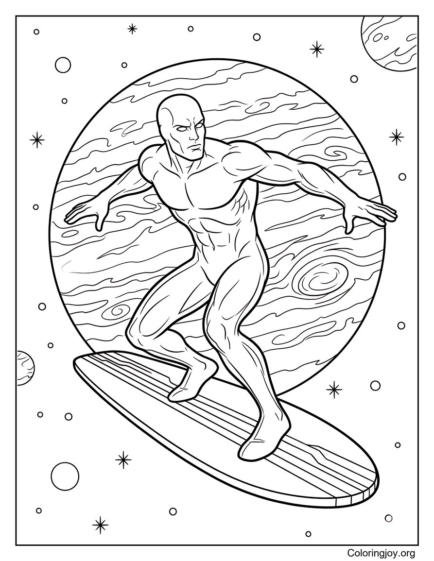 Image à colorier Fantastic Four Surfeur d'Argent