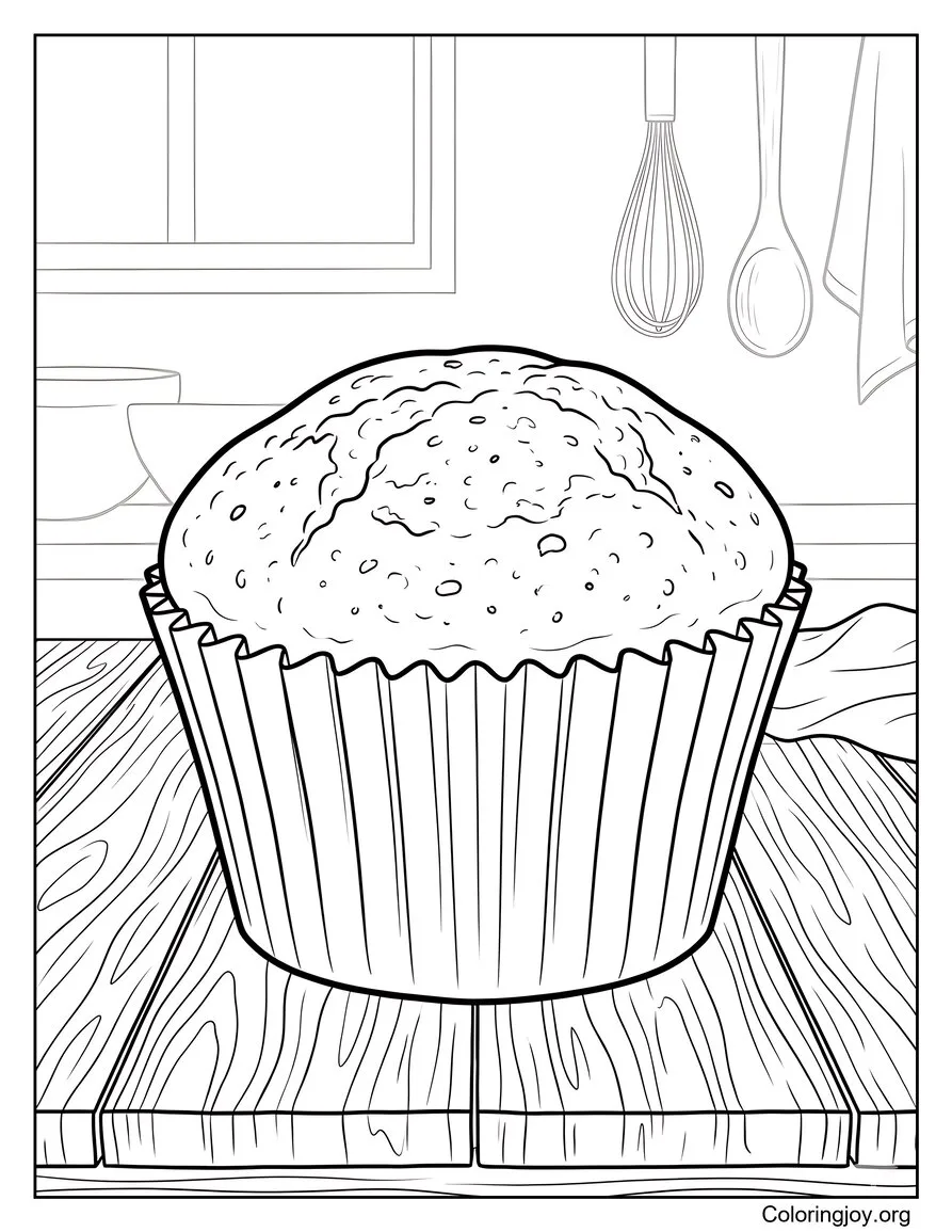 Cupcake réaliste au chocolat fraîchement cuit sur table en bois