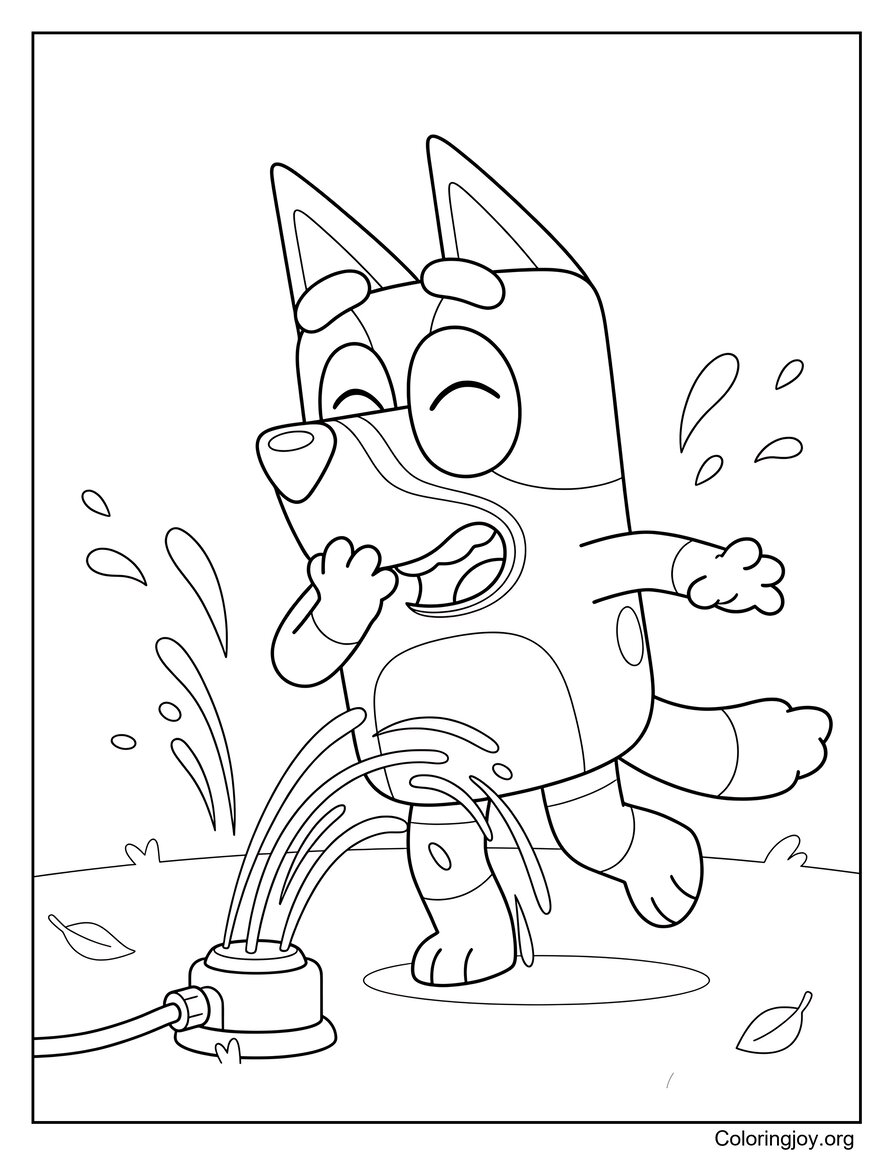 Leuk Bluey Spelen in een watersproeier