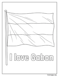 Gabon Flag I Love Gabon Coloring Page