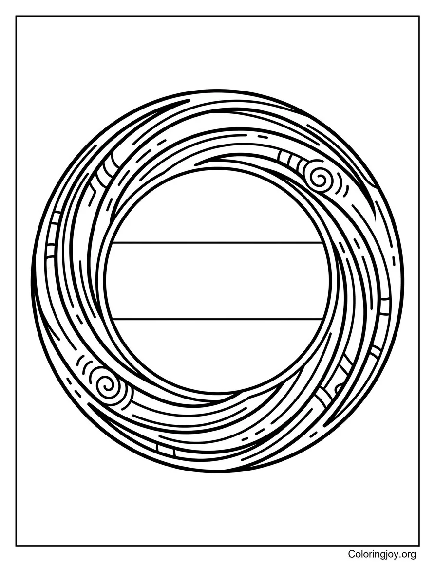 Gabon Flag In Circle Design Coloring Page