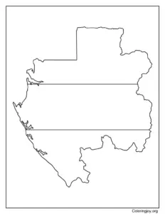 Gabon Flag Inside Map Shape Coloring Page