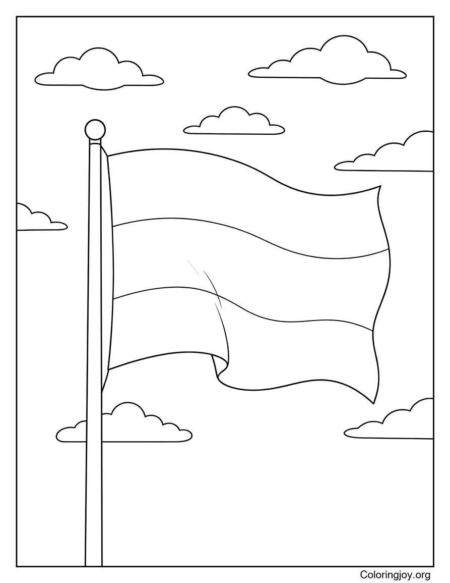 Gabon Flag With Clouds Coloring Page