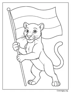 Gabon Flag With National Animal Coloring Page