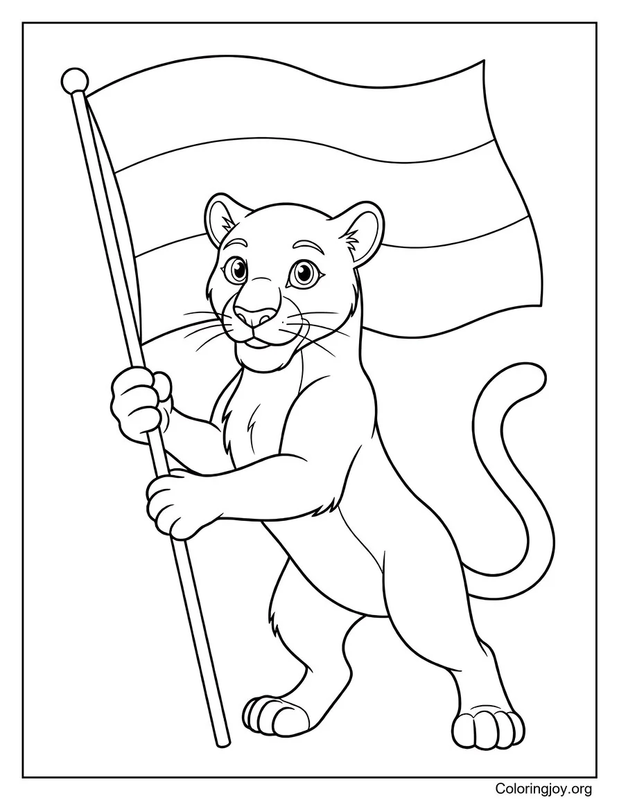 Gabon Flag With National Animal Coloring Page