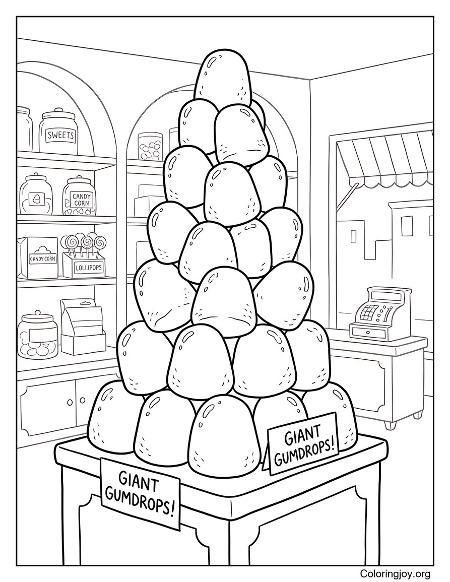Giant Gumdrops Display In A Candy Shop