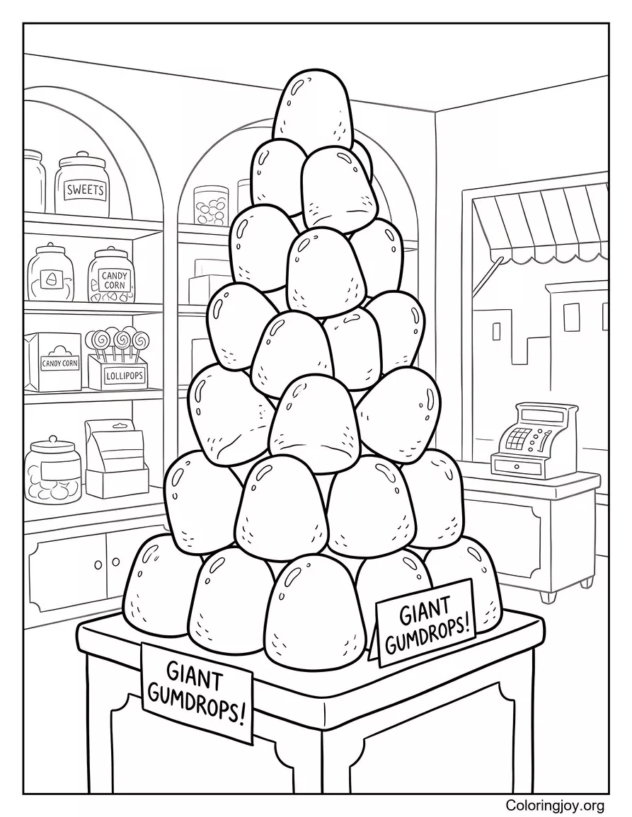 Giant Gumdrops Display In A Candy Shop