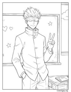 Gojo Satoru Smiling in Classroom