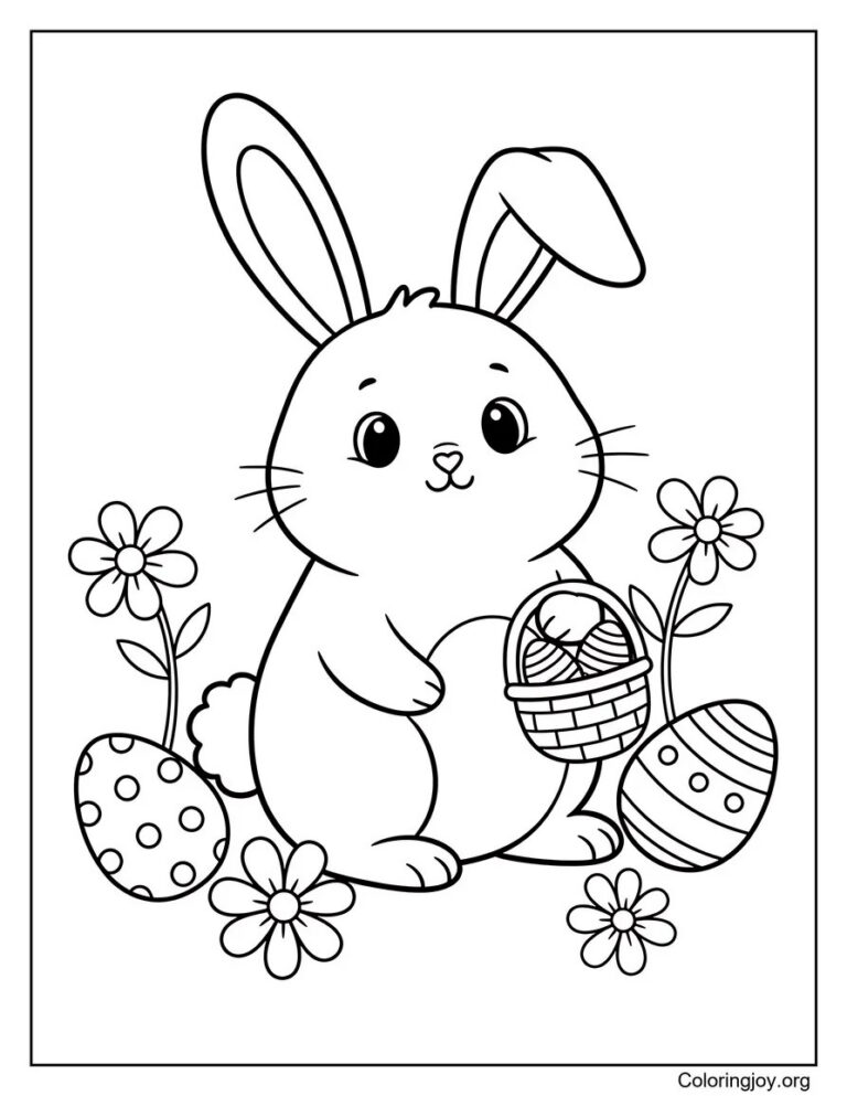 Simple Easter Bunny coloring pages (Free PDFs Printable)