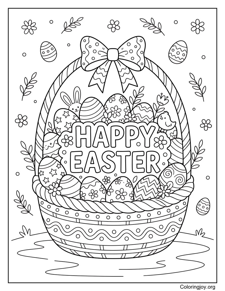 Happy Easter Text Basket Page