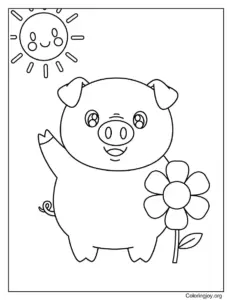 Waving Hello Happy Pig Sheet
