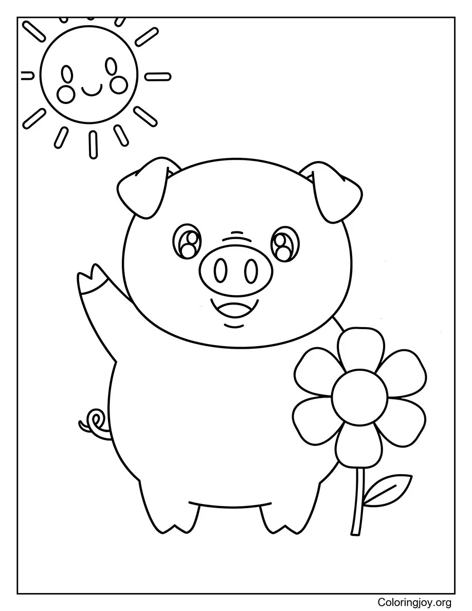 Waving Hello Happy Pig Sheet